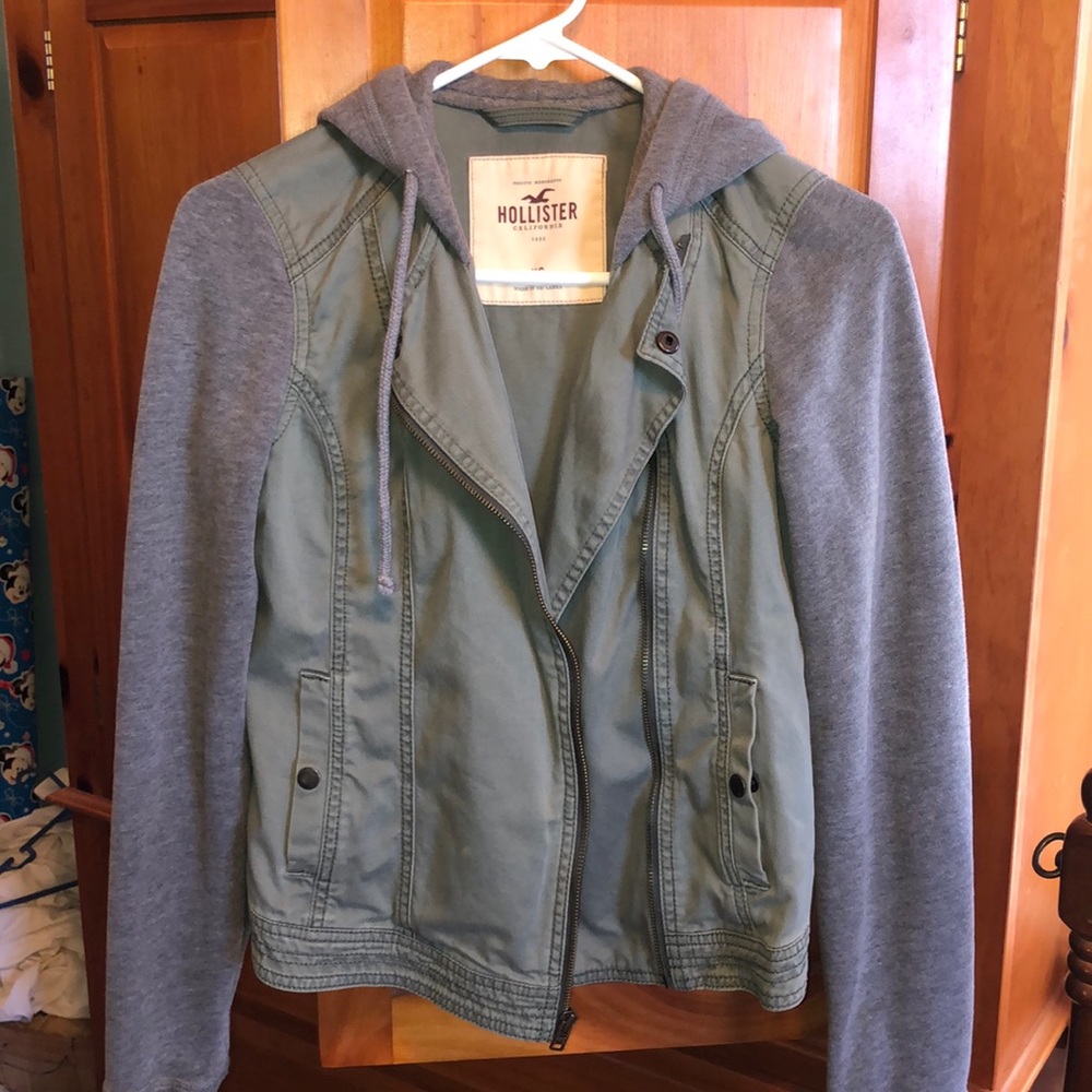 Olive Green Moto Jacket Hollister Size XS